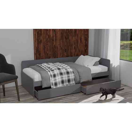 Односпальная кровать с ящиками Эверест Соната-800 80х190 см Графит (DTM-5578) Львов