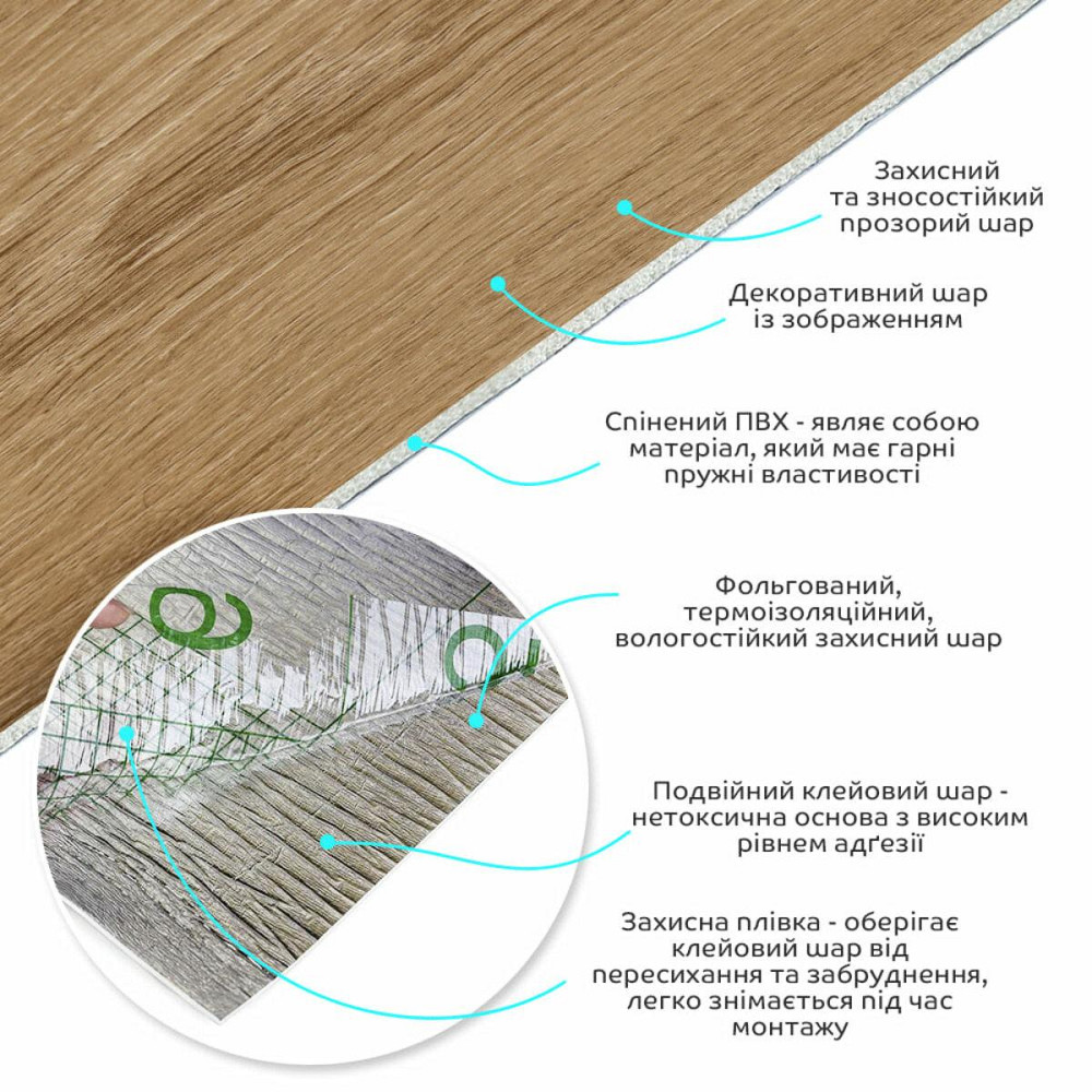 Виниловая самоклеящаяся плитка Клен Мат рулон Киев - изображение 2