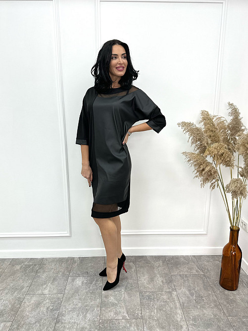 Плаття з екошкіри з сітчастим декором "Courtney" оптом | Норма Київ - фото 8