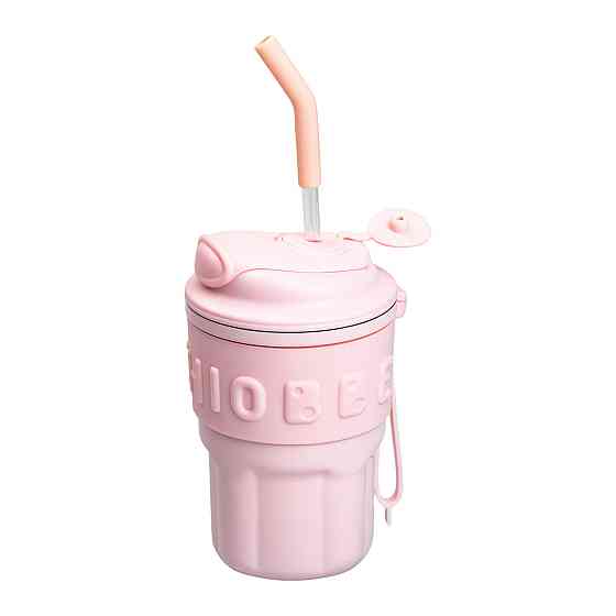 Термочашка Chiobbe з трубочкою та ремінцем 450 мл рожева HP-14-18P Коломия