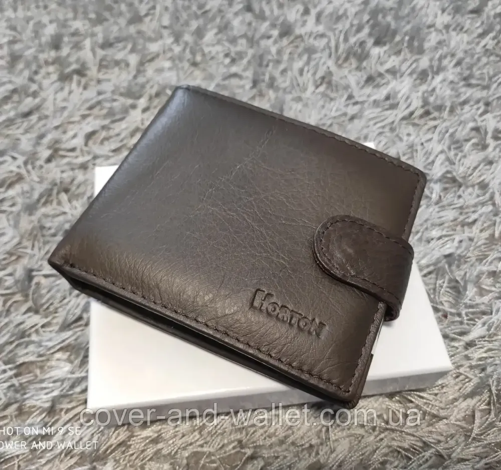 Классический мужской кожаный кошелёк коричневого цвета Horton Киев - изображение 1