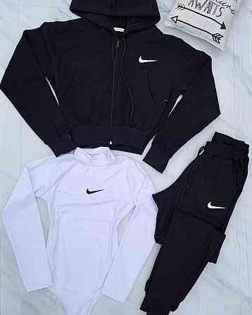 Жіночий стильний повсякденний костюм трійка двохнитка костюм, боді віскоза Одеса