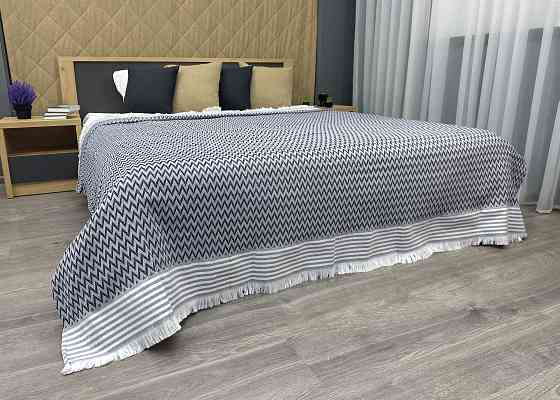 Покривало Dakota Fringe ЄВРО 200х230 см колір синій з білим (85-194) Київ