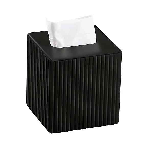 Квадратная салфетница из эко-кожи, черная Киев