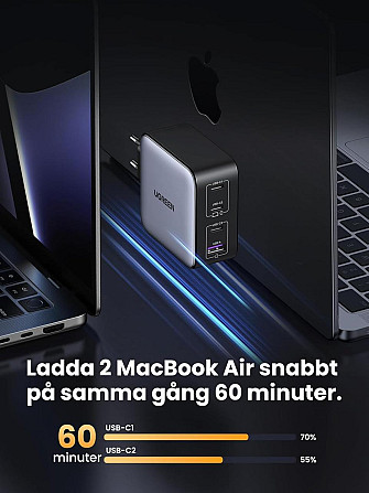 UGREEN Nexode 100W GaN повербанк, 4 порти USB-C та USB-A, швидка зарядка PD, PPS, адаптер для MacBoo Київ - фото 5