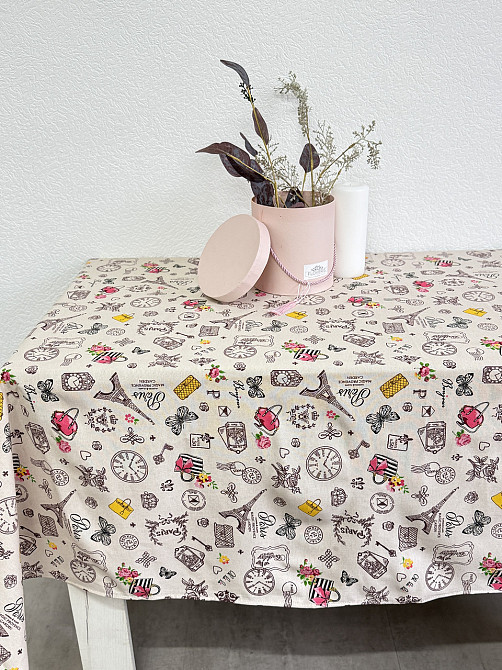 Ecotton Скатертина Ecotton 150х220 см бавовняна з рогожки бежева Мадам Коломия - фото 5