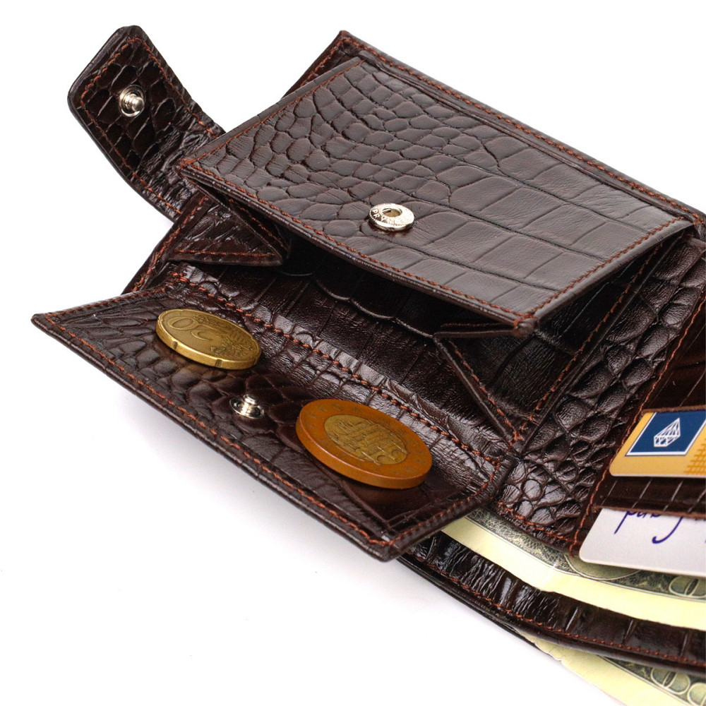 Кошелек для мужчин горизонтального формата из натуральной кожи с тиснением под крокодила CANPELLINI 21770 Киев - изображение 8