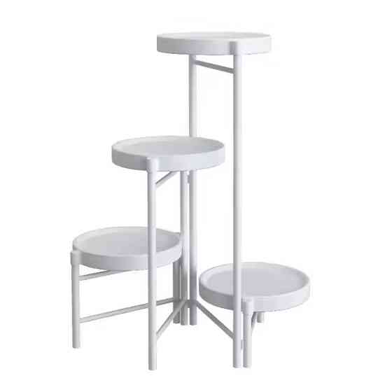 Стеллаж для растений и горшков с цветами с металлическими полками на 4 яруса цвет белый Каменец-Подольский