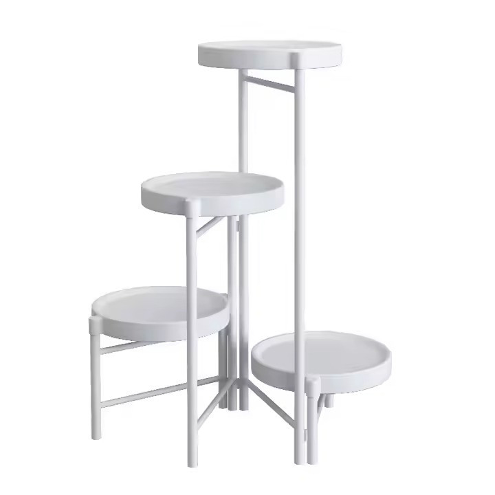 Стелаж для рослин і горщиків з квітами з металевими полицями на 4 яруси колір білий Кам'янець-Подільський - фото 2