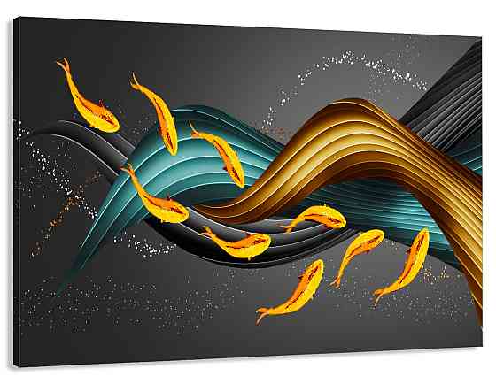 Картина холст у вітальню / спальню Золоті рибки    MLP_44  ( 60х30см ) 90х180см Київ