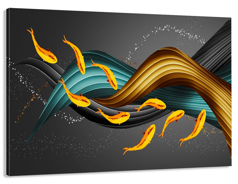 Картина холст у вітальню / спальню Золоті рибки    MLP_44  ( 60х30см ) 90х180см Київ - фото 1