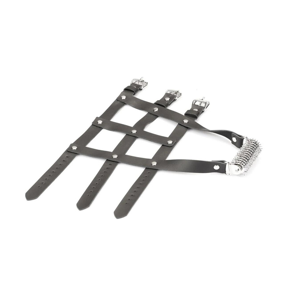 Кожаная портупея для голеностопа со шпорами Liebe Seele Leather High Heel Ankle Harness Silver Sex Aura Киев - изображение 4