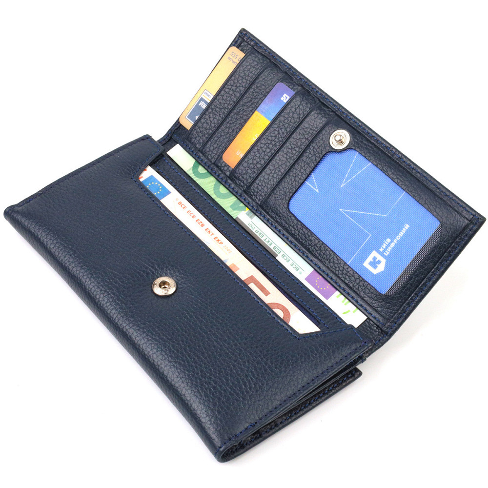 Надійний портмоне унісекс із натуральної шкіри флотар CANPELLINI 21849 Синє Київ - фото 6