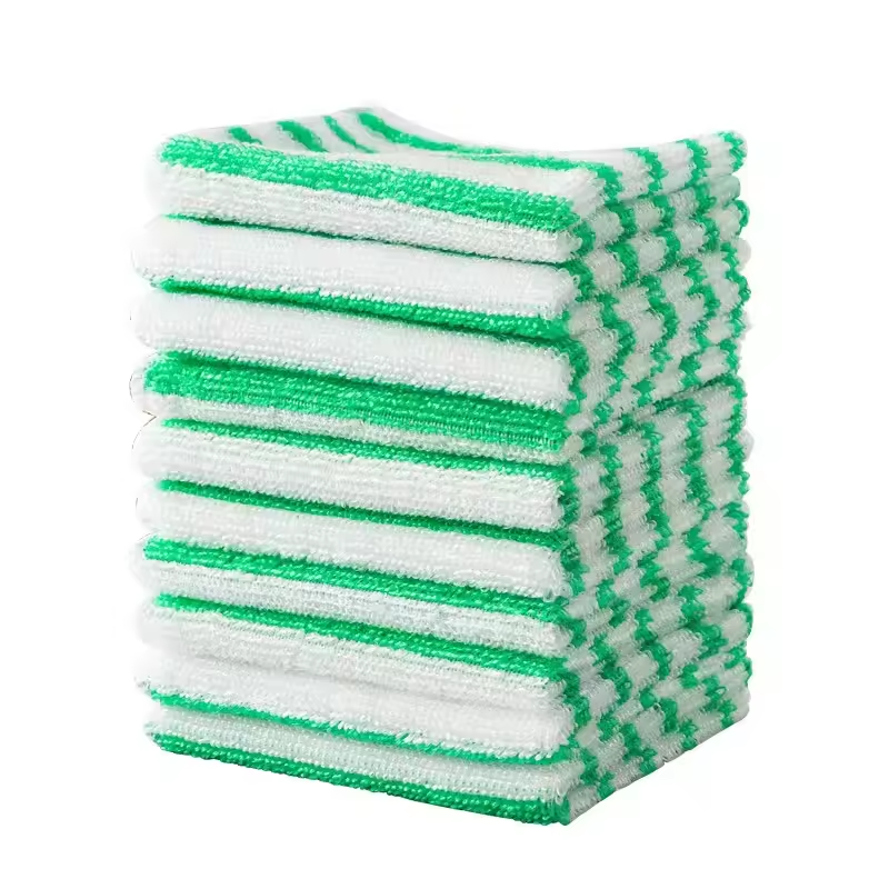 Набір 10 бамбукових серветок для прибирання, миття посуду та поверхонь 18х22 см Білий/Зелений - Багаторазові Міцні Буча - фото 1