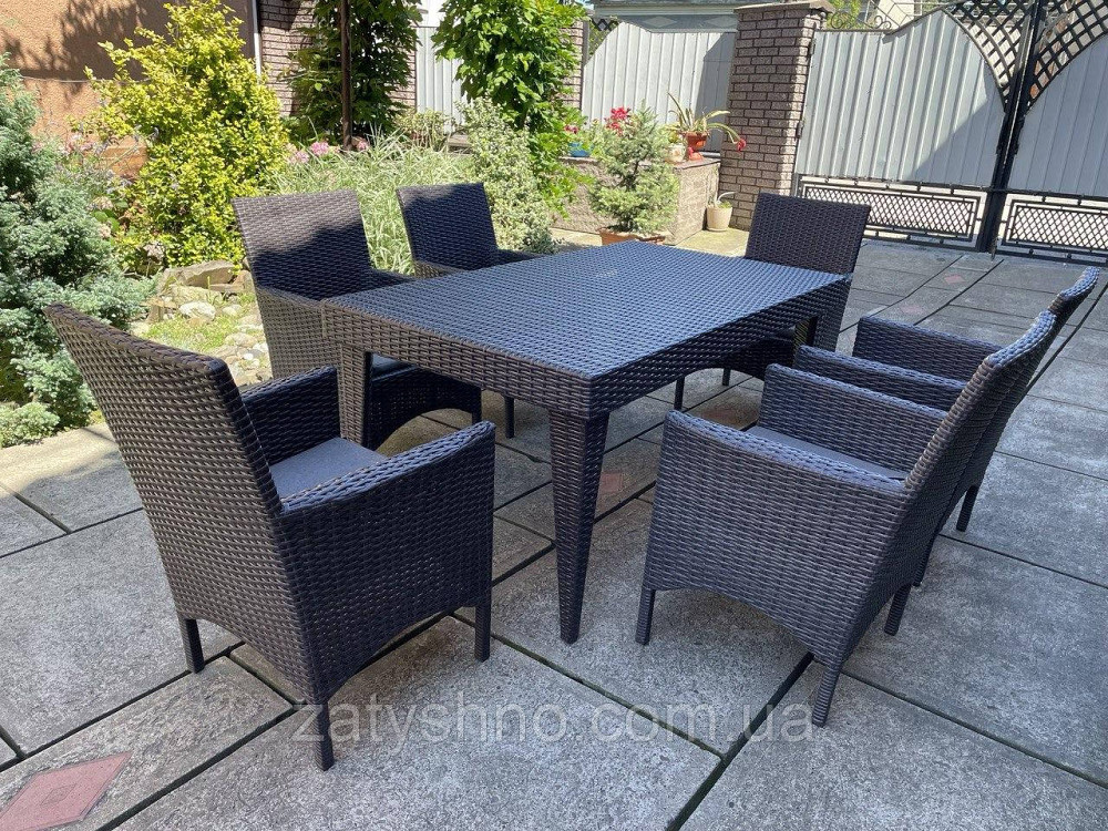 Набір ротангових вуличних меблів з 6 кріслами , колір антрацит Київ - фото 1