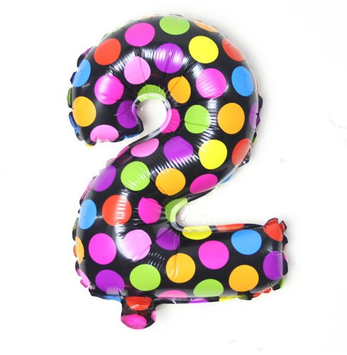 Кулька цифра 2 у горошок 16 дюймів різнобарвний Київ - фото 1