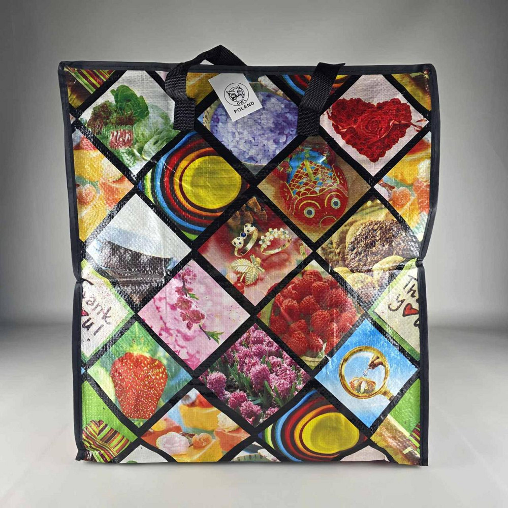 Сумка господарська, поліпропіленова, з кольоровим малюнком No3 Малюнок-Літери (44x50x25) (1 шт.) Харків - фото 4