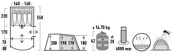 Палатка четырехместная High Peak Garda 4.0 Light Grey/Dark Grey/Green (11821) Киев - изображение 10