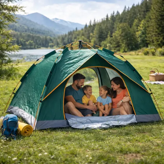 Палатка 4-местная автоматическая 210х200х135 см / Палатка для кемпинга на два входа Коломыя