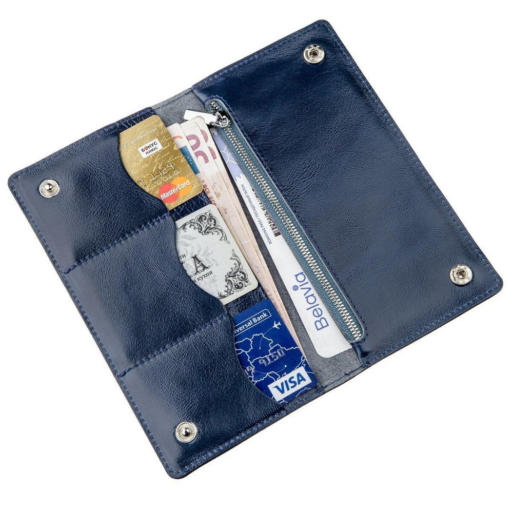 Бумажник унисекс на кнопках кожаный SHVIGEL 16192 Синий Киев - изображение 5