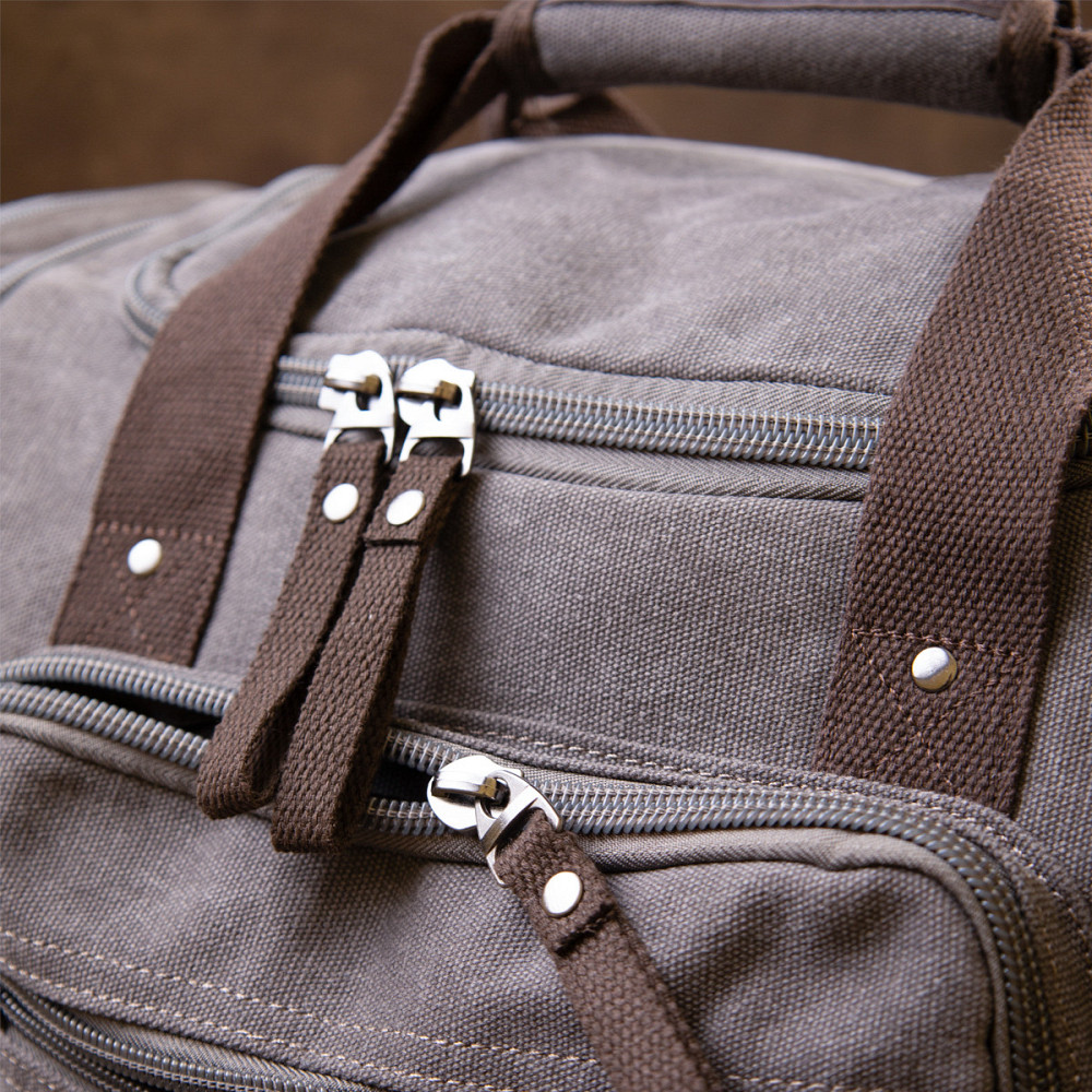 Дорожня сумка текстильна Vintage 20665 Сіра Київ - фото 10