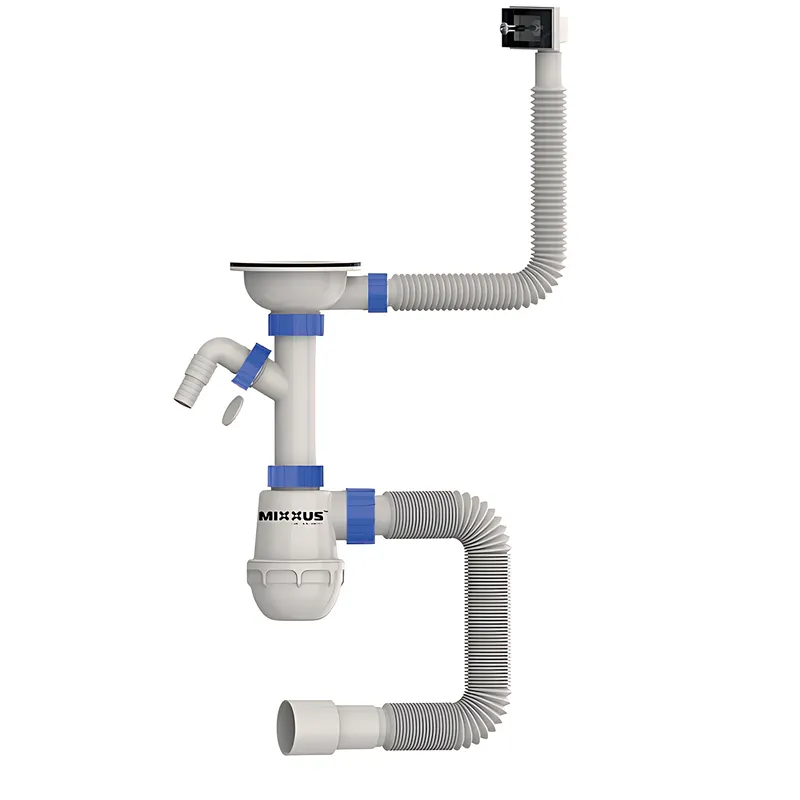 Сифон для кухні Mixxus SK-02-B 3 1/2"x40 з нерж.сіткою, відведенням для пральної машини, гнучким  ( 16437 ) Харків - фото 1