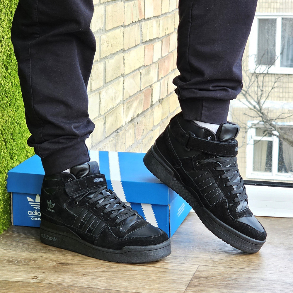 Высокие Зимние Кроссовки Adidas Forum с МЕХОМ Черные Мужские Ботинки Адидас (размеры: 43,44,45) Днепр - изображение 10