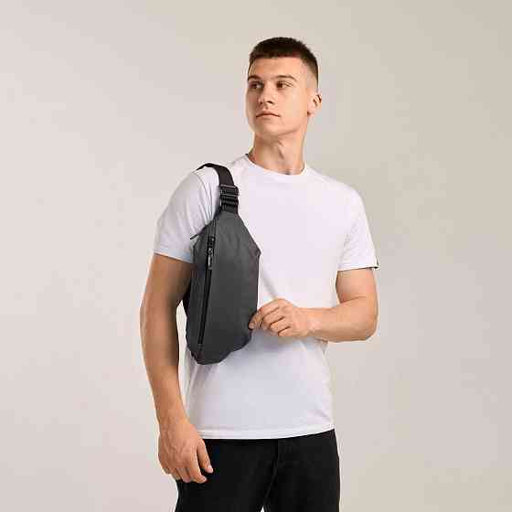 Чоловіча бананка нейлонова сумка сіра Pobedov Minimal Київ