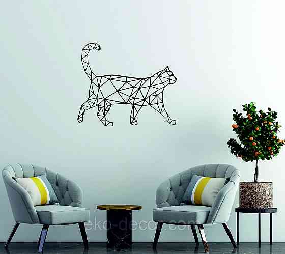 Декоративное настенное Панно «Кот» Декор на стену 90*75 см, Черный Киев