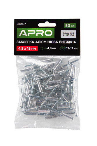 Заклепка алюмінієва витяжна 4.8х6мм 50 шт. APRO Рівне - фото 1