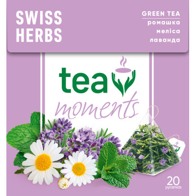 Чай Tea Moments Swiss Herbs зеленый 20х1.7 г пирамидки (tm.02944) Винница - изображение 1