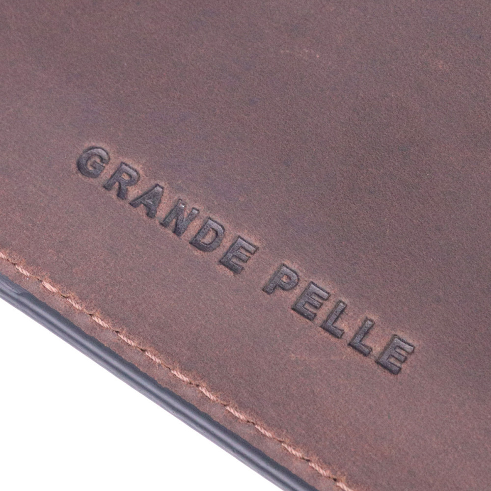 Надежная обложка из винтажной кожи на военный билет Тризуб ЗСУ GRANDE PELLE 16752 Коричневая Киев - изображение 5