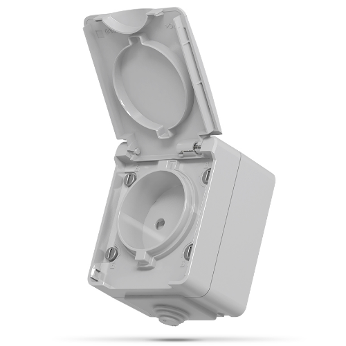 BINERA сірий Розетка зовнішня 1-а з кришкою IP65 Videx Житомир