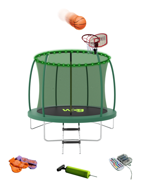 Батут WCG 305 см із внутрішньою захисною сіткою та LED підсвіткою 10FT (W-1003) Київ - фото 1