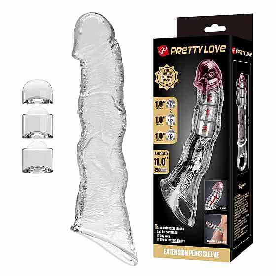 Подовжуюча насадка Pretty Love - Extension Penis Sleeve with Modular Length Blocks Clear, BI-026280M Sex Aura Київ