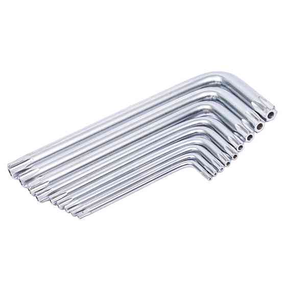 Ключі TORX 9шт T10-T50мм CrV (короткі з отвором) GRAD (4022275) Рівне
