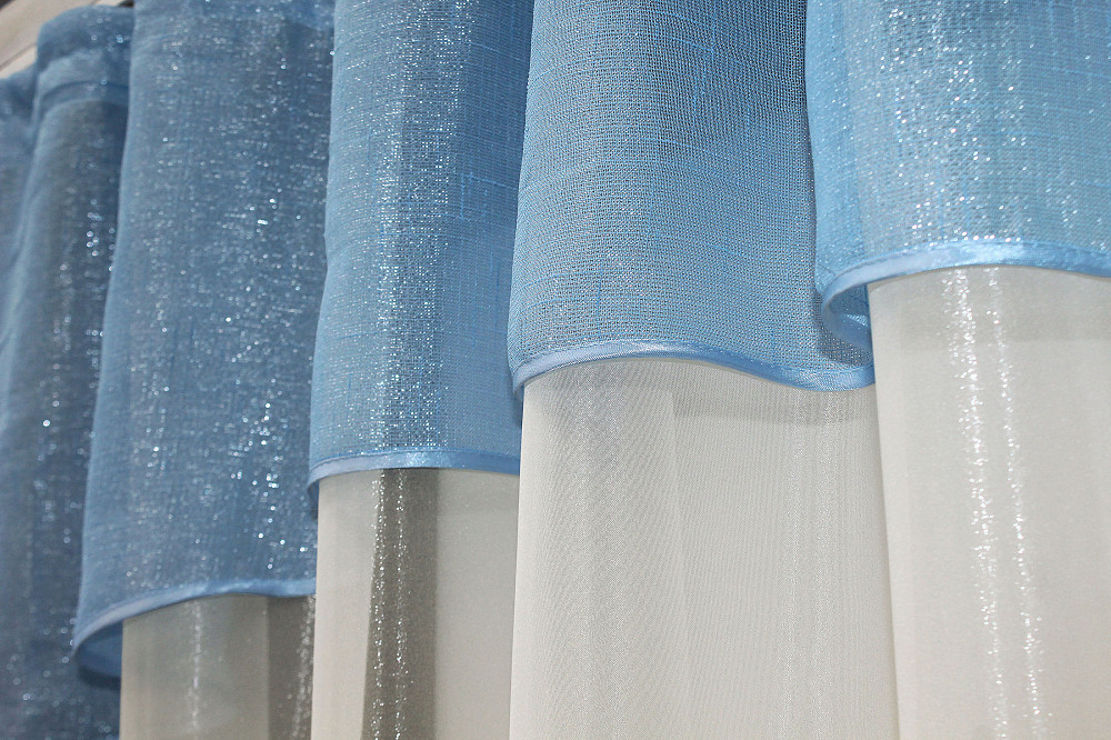 Гардина арка на кухню VR-Textil № 036к молочний із блакитним 270х170 см (52-0651) Київ - фото 3