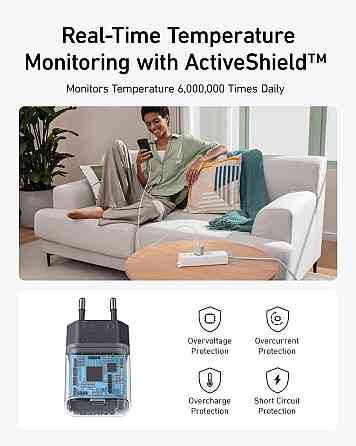 Мережевий зарядний пристрій Anker PowerPort 511 Nano IV - 30W USB-C Black (7030801) Київ