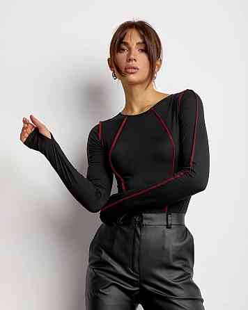 Жіночий базовий боді з кантом біфлекс Чорний, 46/48 Одеса