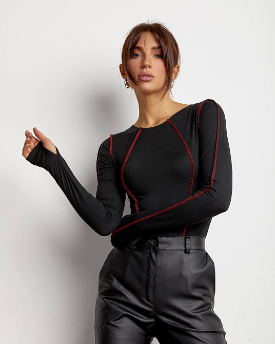 Женский базовый боди с кантом бифлекс Черный, 46/48 Одесса - изображение 6