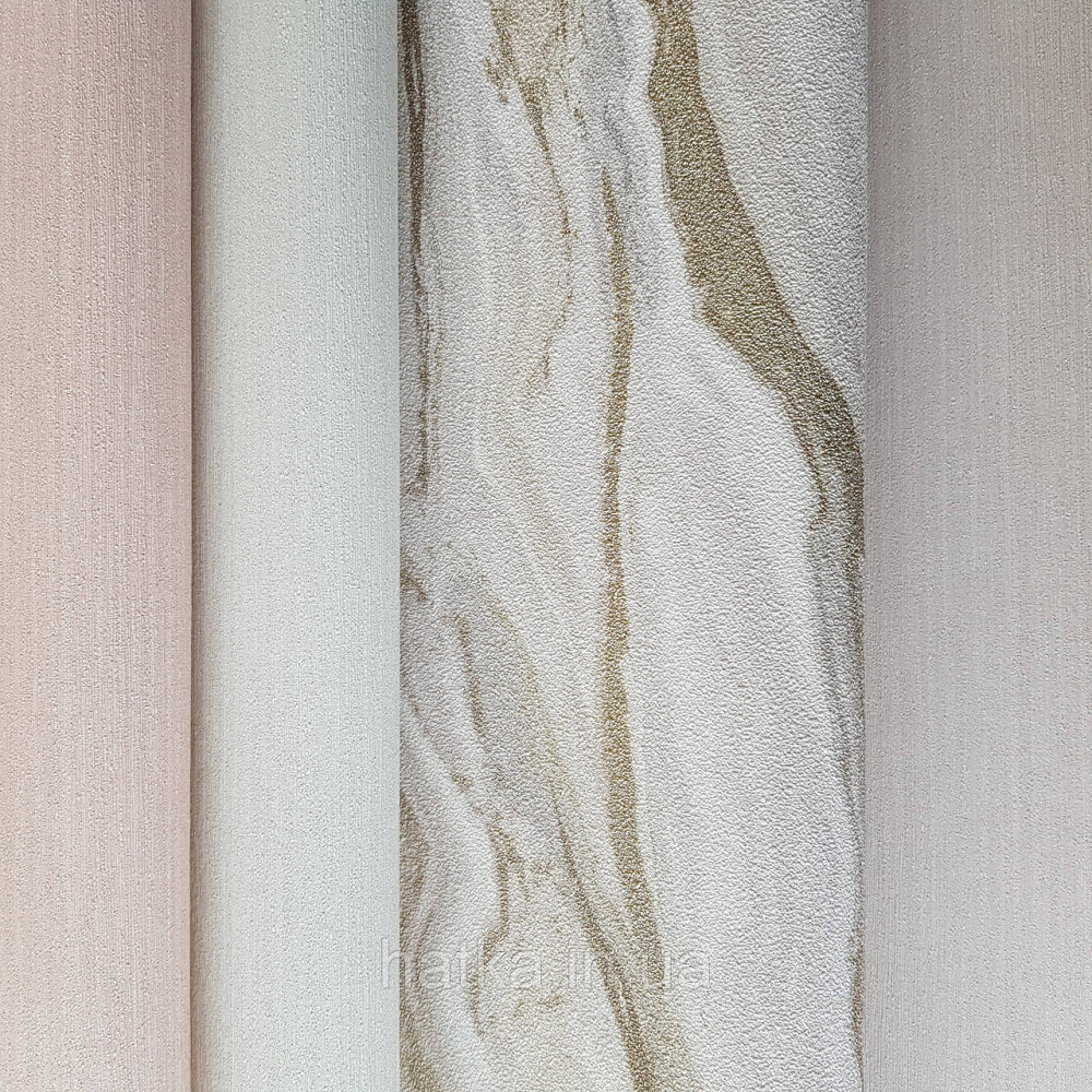 Шпалери метрові вінілові на флізелін дизайнерські Erismann Elle абстракція смуги хвилі рожеві золото срібло Київ - фото 2