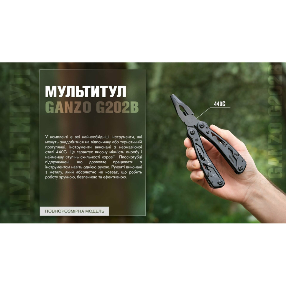 Мультитул Ganzo G202B з чохлом Molle та бітами, 24 функції Киев - изображение 18