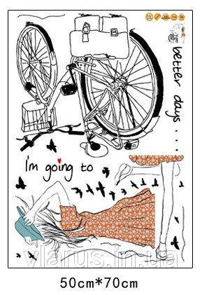 Декоративная наклейка на стену Девушка и велосипед Киев - изображение 5