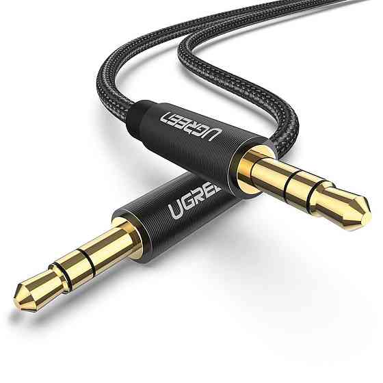 Аудіо кабель AUX 3.5 mm (miniJack) Ugreen AV112 (Чорний, 1м) Николаев