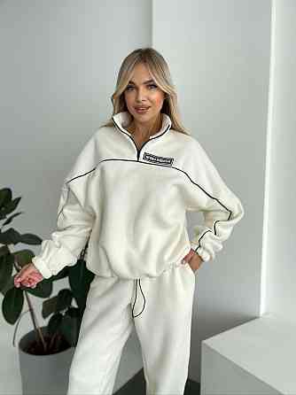 Женский флисовый женский костюм-оверсайз турецкий флис Белый, 46/48 Одесса