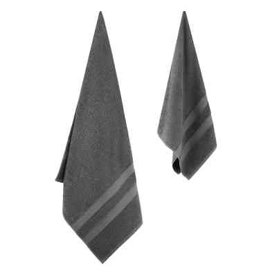 Полотенце Ardesto набор махровых Splendid 50х90 см, 70х140 см, 2шт, 100% хлопок, серый темный (ART2359DG) Винница