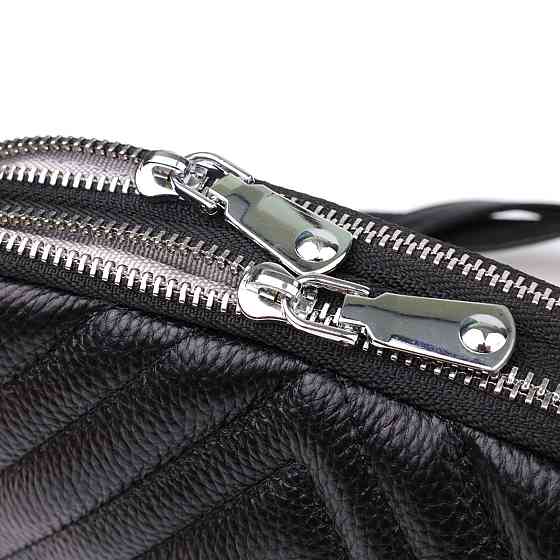 Сумка прошита треугольниками из натуральной кожи Vintage 22909 Черный Киев