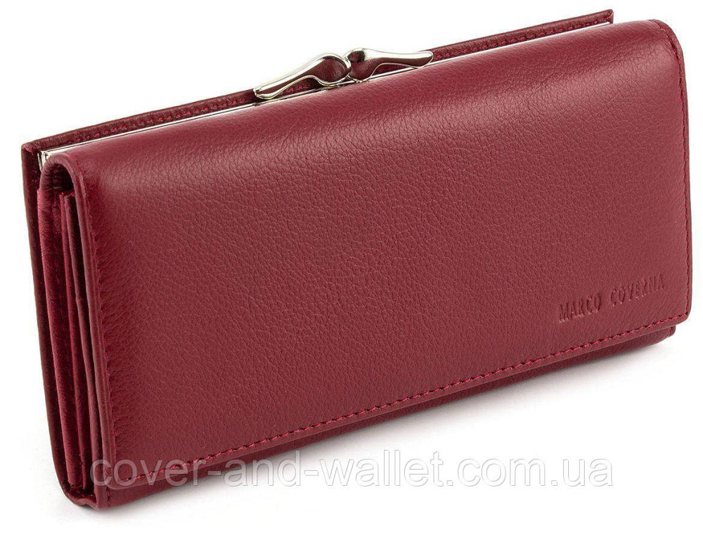 Класичний шкіряний жіночий гаманець бордового кольору на магнітах MC 1412 Київ - фото 1