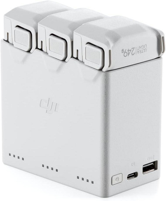 Станция зарядная DJI Mini 3 Pro серый двусторонняя зарядка Powerbank 30W USB-C для 3 батарей совместима с Mini Киев - изображение 3