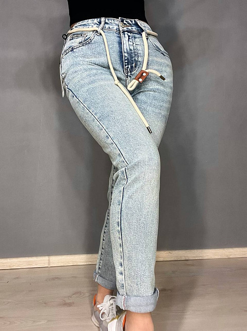 Джинсы женские Dicesil 9157 Mom jeans comfort высокая талия стрейчевые ремень веревка светло голубые, светло-голубой, 29, 29, 80 см, 107 см Киев - изображение 19